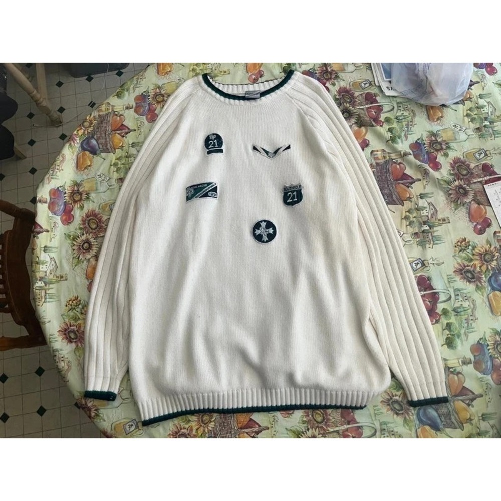 Y2K Vintage South Pole Men's sweater Preppy Old Money Varsity XXL Patched Logo